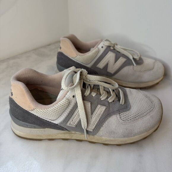New Balance 574 Lifestyle Suede Gray Pink Rose Retro Surf  Women's 10 / 8.5 Men - Picture 2 of 10